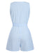 1950s V-Neck Stripes Sleeveless Belted Romper