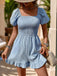 Light Blue 1950s Square Neck Pleated Romper