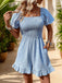 Light Blue 1950s Square Neck Pleated Romper