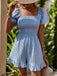 Light Blue 1950s Square Neck Pleated Romper