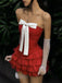 2PCS 1950s Strapless Bow Top & Tiered-Tulle Skirt