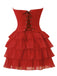 2PCS 1950s Strapless Bow Top & Tiered-Tulle Skirt