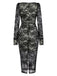 Black 1960s Square Neck Lace Bodycon Dress