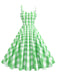 1950s Ruched Spaghetti Straps Gingham Plaid Dress