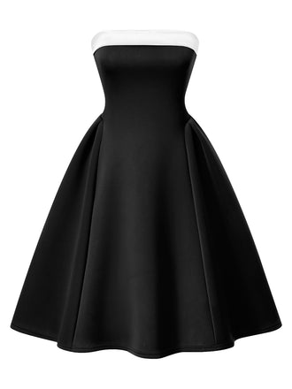 1950s Vintage Colorblock Bandeau Swing Dress