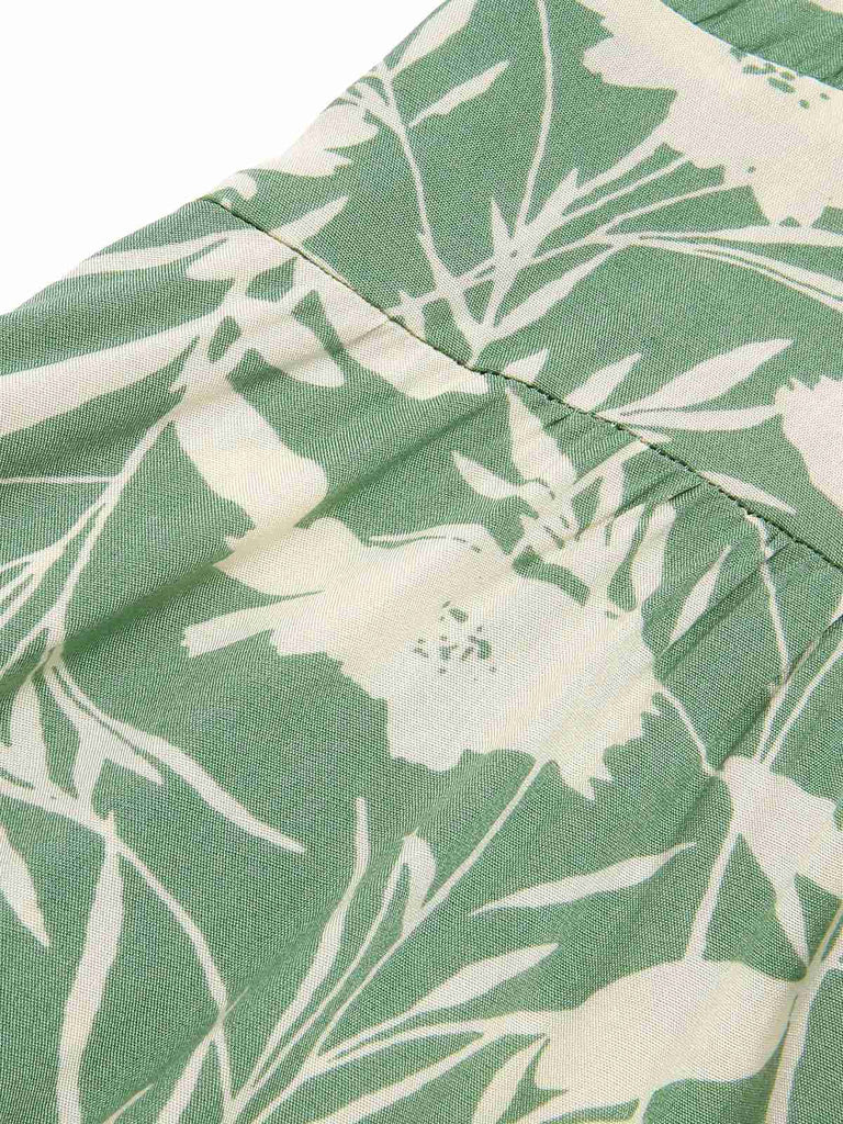Green 1940s V-Neck Silhouette Floral Dress