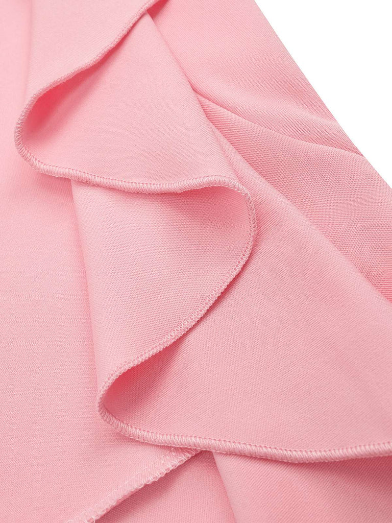 1930s V-Neck Sleeveless Ruffled Fishtail Dress