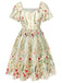 [Pre-Sale] [Plus Size] Multicolor 1940s Floral Embroidery Ruffle Sleeves Dress