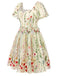 [Pre-Sale] [Plus Size] Multicolor 1940s Floral Embroidery Ruffle Sleeves Dress