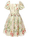[Pre-Sale] [Plus Size] Multicolor 1940s Floral Embroidery Ruffle Sleeves Dress