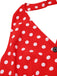 [Pre-Sale] Red 1930s Polka Dots Halter Patchwork Jumpsuit