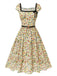 [Pre-Sale] Multicolor 1950s Ditsy Floral Square Neck Belted Dress