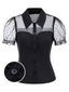 [Pre-Sale] Black 1960s Polka Dots Mesh Patchwork Blouse