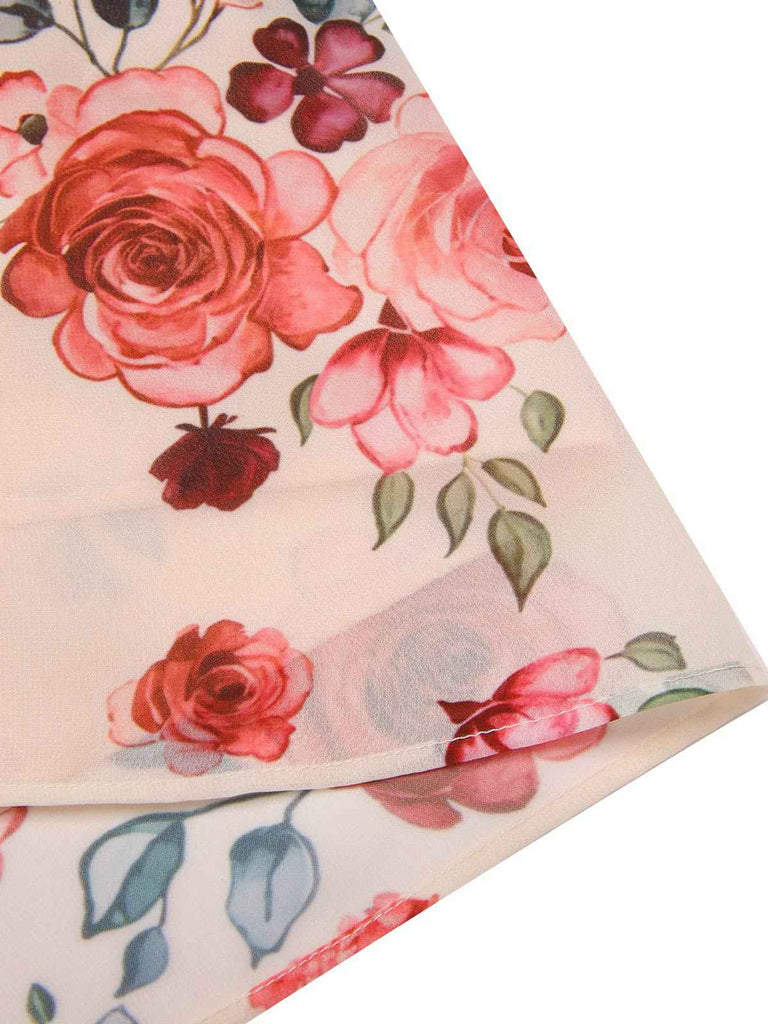 [Pre-Sale] [Plus Size] Beige 1930s Ruffle Slit Rose Dress