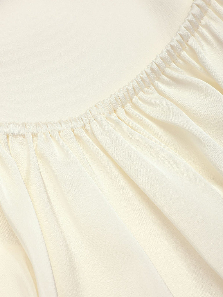 [Pre-Sale] Beige 1940s Floral Embroidered Spaghetti Straps Nightgown
