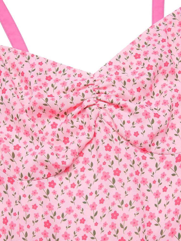 [Pre-Sale] Pink 1930s Twisted Floral Slit Fishtail Dress