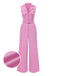 [Pre-Sale] Pink 1940s Notched Collar Pockets Jumpsuit