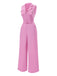 [Pre-Sale] Pink 1940s Notched Collar Pockets Jumpsuit