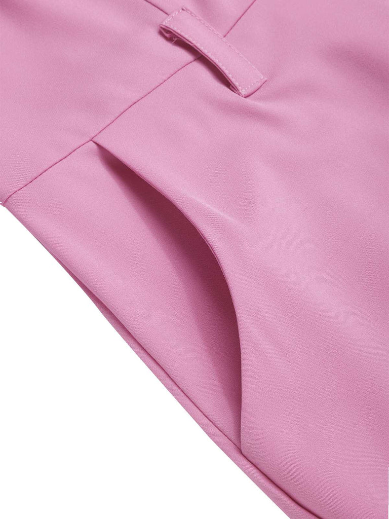 [Pre-Sale] Pink 1940s Notched Collar Pockets Jumpsuit
