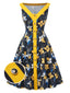 [Pre-Sale] Yellow 1950s Off-Shoulder Floral Patchwork Dress