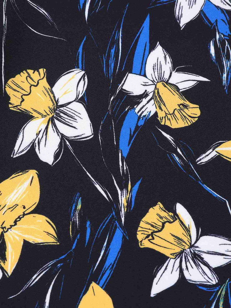 [Pre-Sale] Yellow 1950s Off-Shoulder Floral Patchwork Dress