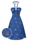 [Pre-Sale] Blue 1960s Halter Embroidered Floral Dress