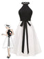 [Pre-Sale] Black & White 1950s Round Halter Belted Dress