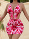 Pink 1970s Hollow-Out Fuzy Floral Dress