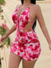 Pink 1970s Hollow-Out Fuzy Floral Dress