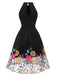 Black 1950s 3D Flowers Embroidered Mesh Dress