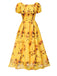 Yellow 1970s Scoop Midi A-line Sunflower Dress