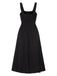 Black 1940s Strap Embroidered Floral Maxi Dress