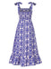 Blue 1970s Bohemian Straps Print Sleeveless Dress