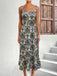 1950s Strap Square-Neck Tie-Back Floral Dress