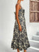 1950s Strap Square-Neck Tie-Back Floral Dress