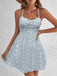 Light Blue 1970s Ditsy Floral Backless Dress