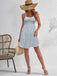 Light Blue 1970s Ditsy Floral Backless Dress