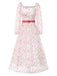 1940s Floral Illusion Square Neck Belt Dress