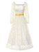 1940s Floral Illusion Square Neck Belt Dress