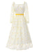 1940s Floral Illusion Square Neck Belt Dress