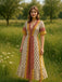Yellow 1970s Bohemian Floral Tribal Pattern Jumpsuit