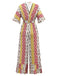 Yellow 1970s Bohemian Floral Tribal Pattern Jumpsuit