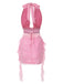 Pink 1960s Deep-V Halter Floral Lace Dress