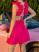 Pink 1960s Solid Back Bind Ruffle Dress