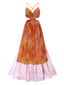 Multicolor 1970s Bohemian Tie-Back Floral Mesh Dress