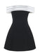 1960s Satin Patchwork Off-shoulder Babydoll Dress