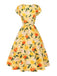 [Pre-Sale] Yellow 1950s Hydrangea Floral Ruched Dress