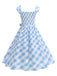1950s Cap Sleeves Argyle Plaid Swing Dress