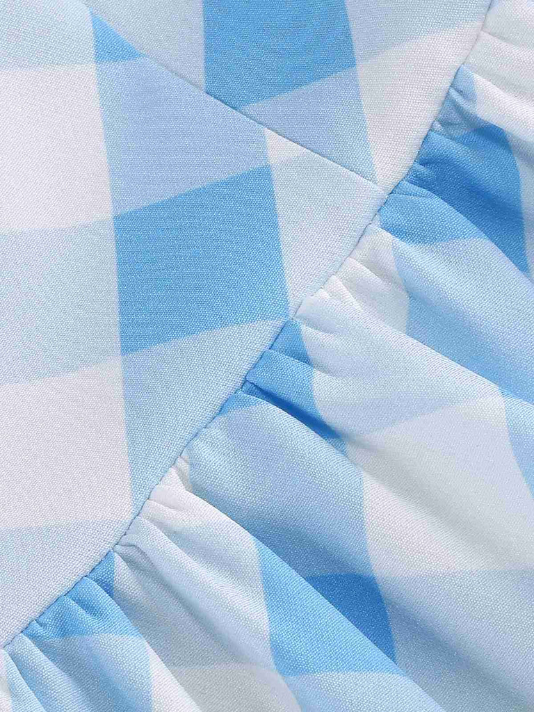 1950s Cap Sleeves Argyle Plaid Swing Dress