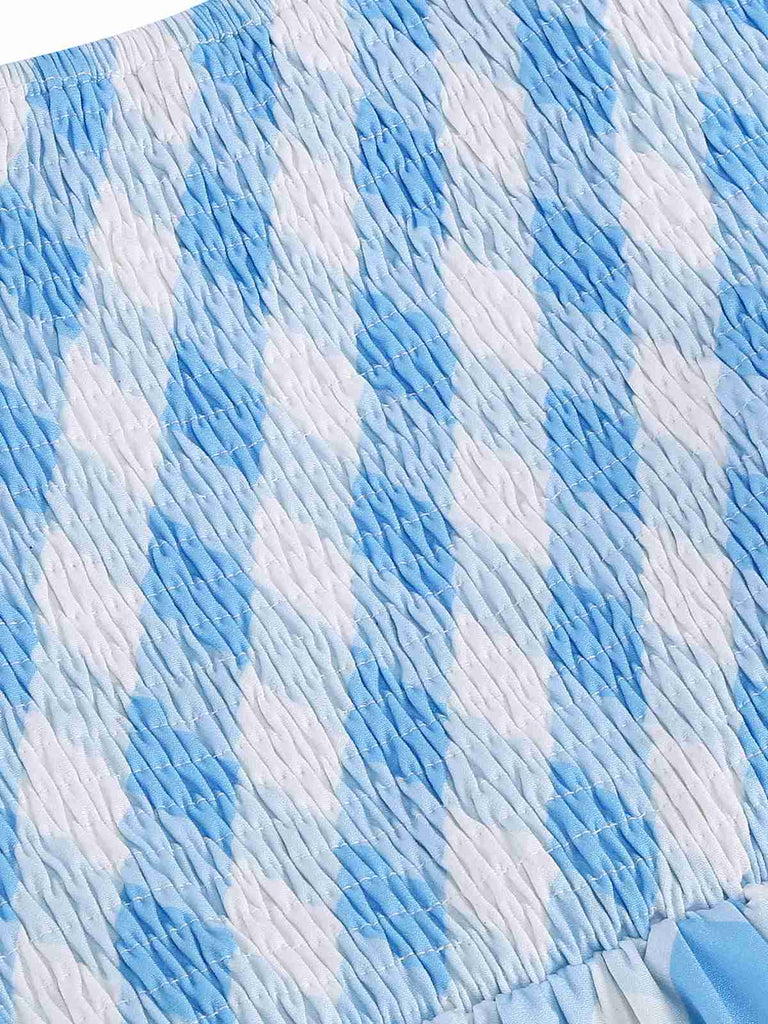 1950s Cap Sleeves Argyle Plaid Swing Dress